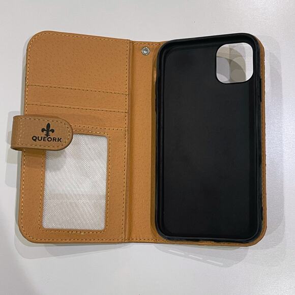 NEW Queork iPhone 11 6.1 Wallet Cell Phone Case Cork Folio Vegan Leather Magnet - Picture 7 of 10